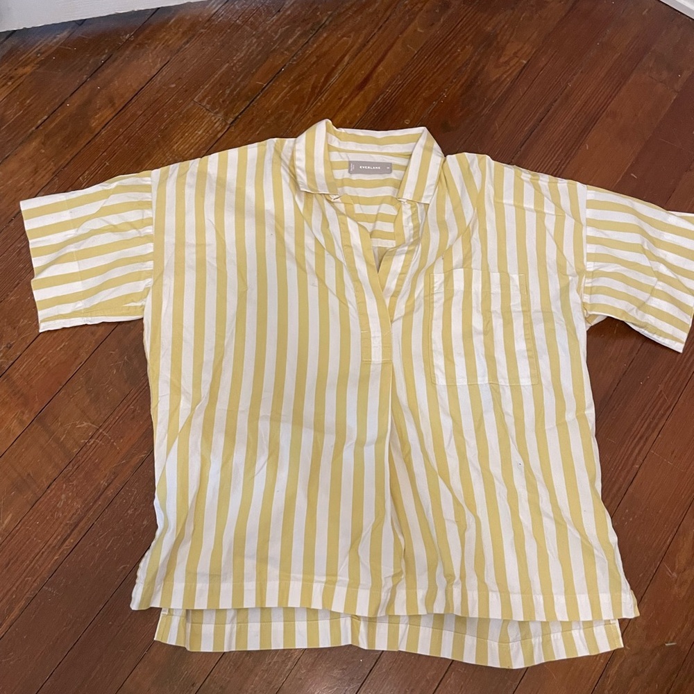 Everlane Cream and White Striped Top